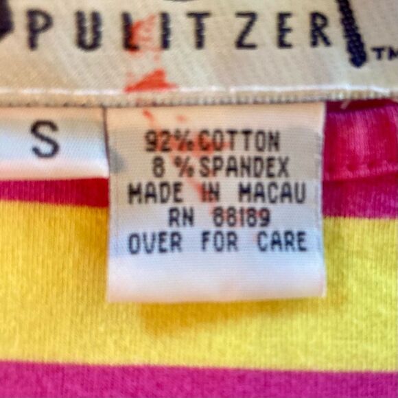 Vintage Lilly Pulitzer Mod Striped Shift Dress Elbow Sleeves Pink Yellow Size S - Picture 10 of 11